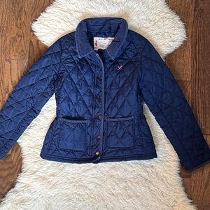 H&M Navy Quilted Puffer Jacket with Pink Monogram